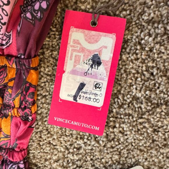 Vince Camuto NWT Women's Size 6 Paisley Puff Sleeve Satin Midi Dress Boho $168 - Picture 7 of 13